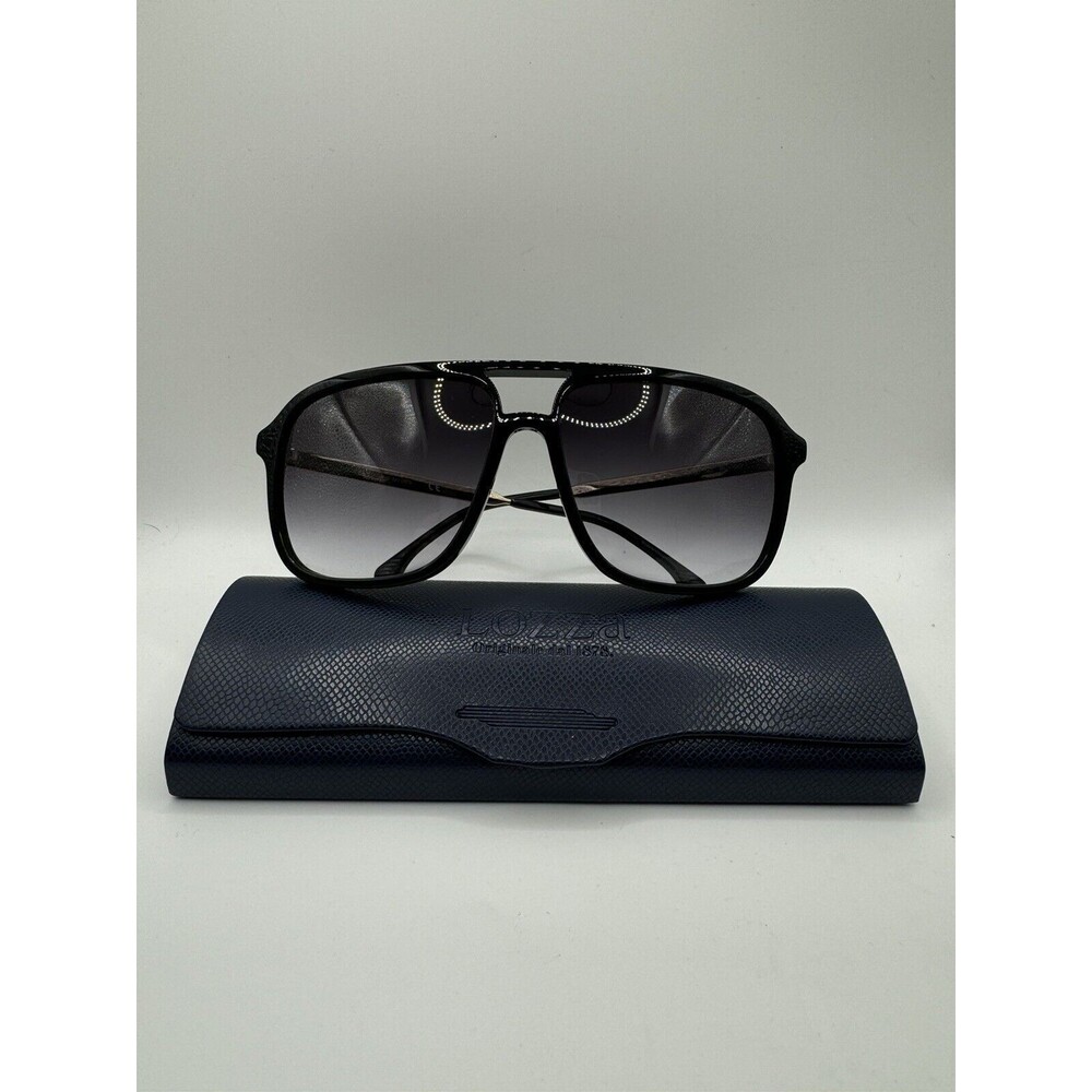 Lozza SL4250 Black/Gold Aviator Designer Sunglasses NEW Retail $300+